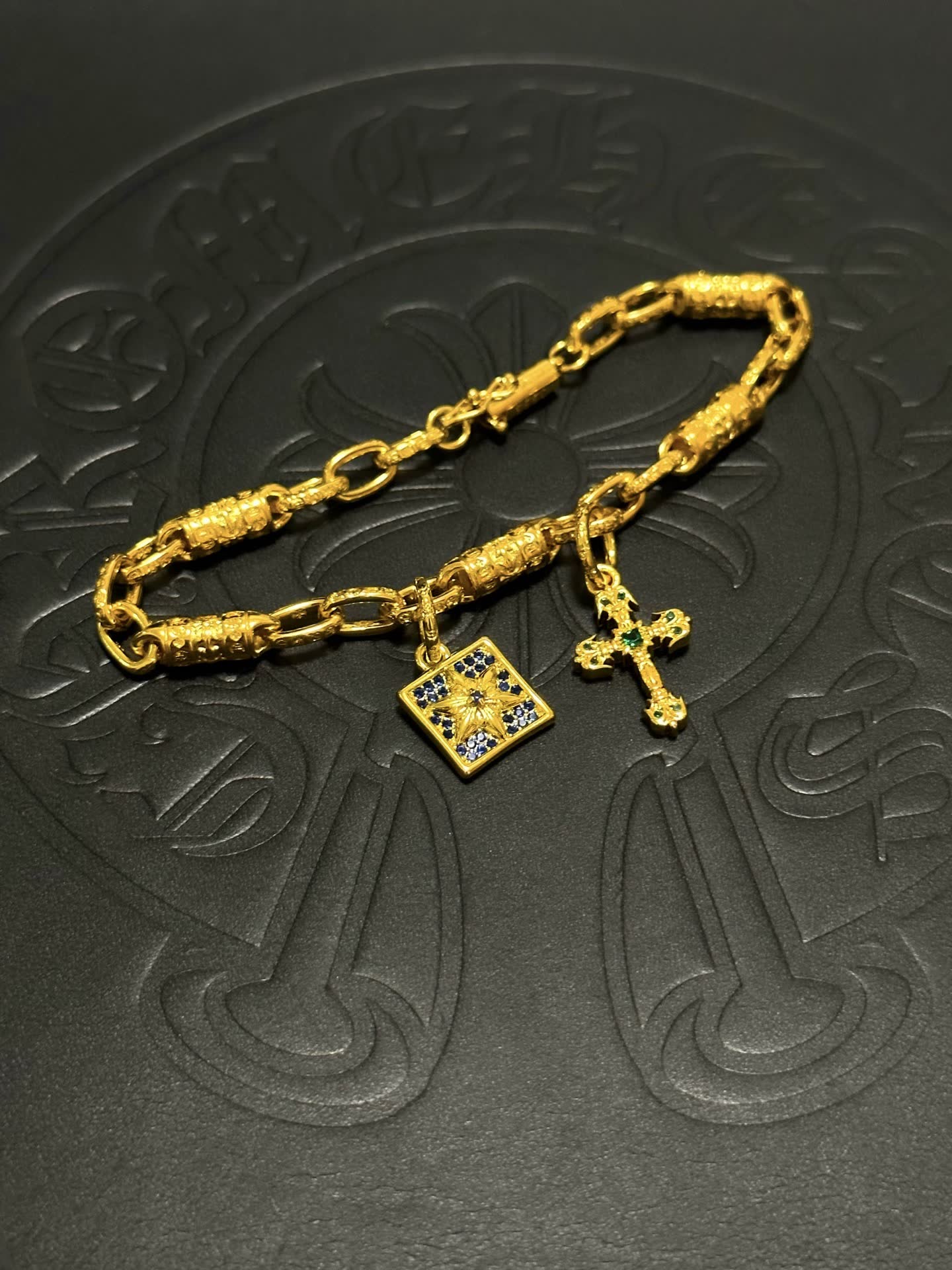 Chrome Hearts Gold Tone Bracelet with Charms